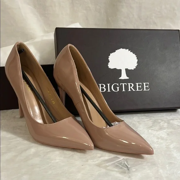 NWOT Blush Stiletto Heels with Glossy Finish and Pointed Toe - Picture 1 of 8
